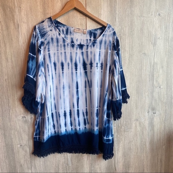 Christopher banks tie dye fringe top 1X - Picture 4 of 13